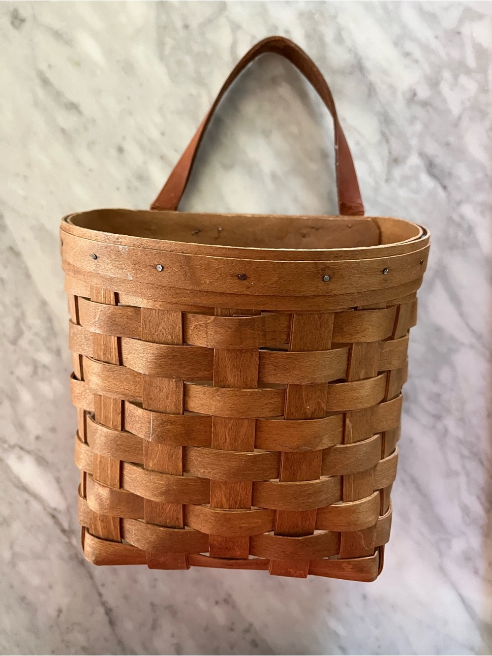1993 Longaberger Handwoven Split Wood Wall Hanging Bakset